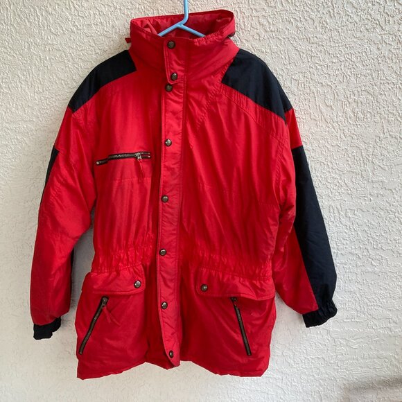 Ski Snowboard Jacket Size XL Men Red/Black Hooded  OUTDOOR VINTAGE HEAVY COAT - Picture 7 of 13
